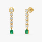 Lab Grown Emerald and Diamond Drop Earrings, Elarithia