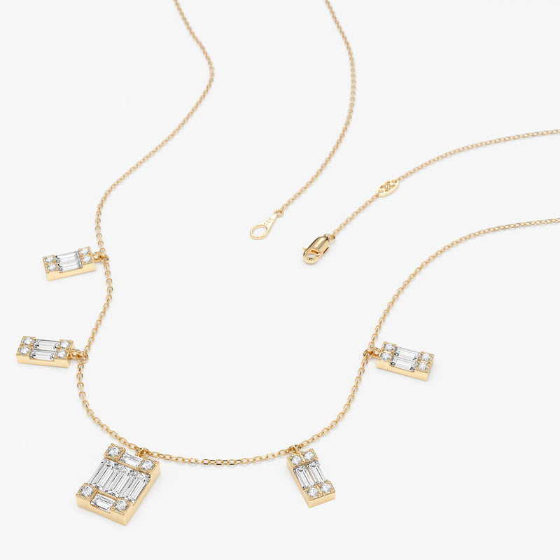 Baguette Diamond Dangle Necklace, Roux
