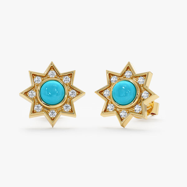 Turquoise and Diamond Starburst Earrings, Soraleia