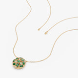 Round Cluster Emerald and Diamond Pendant, Ottilie