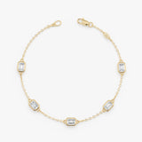 Emerald Cut Lab Diamond Station Bracelet, Evaloria
