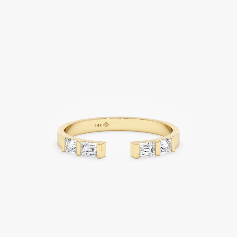 Baguette Diamond Open Ring in Yellow Gold