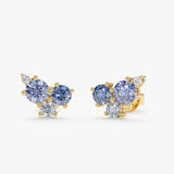 Cluster Sapphire and Diamond Stud Earrings, Vesira