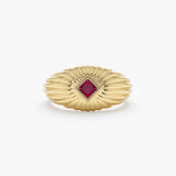 Vintage Style Princess Cut Ruby Dome Ring, Nyx