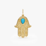 Solid Gold Hamsa Hand Charm, Zavirae