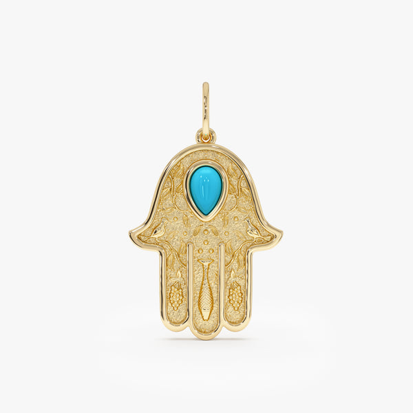 Solid Gold Hamsa Hand Charm, Zavirae