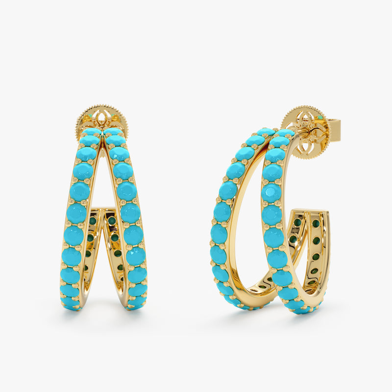 Turquoise Split Hoop Earrings, Elarion