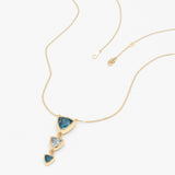 Trilliant Cut Blue Topaz Necklace, Vaelara