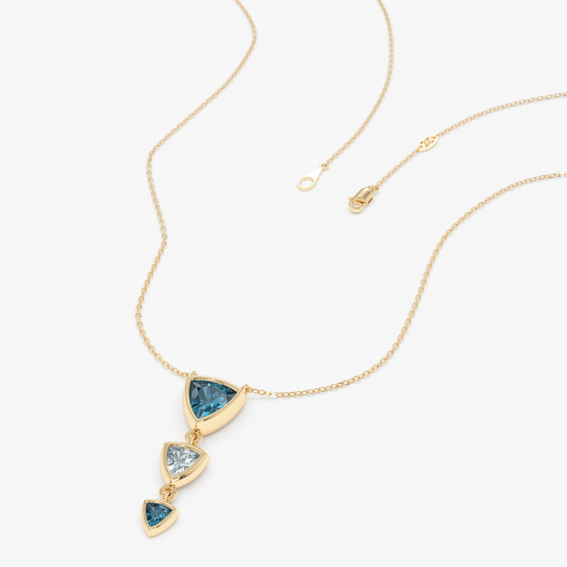Trilliant Cut Blue Topaz Necklace, Vaelara
