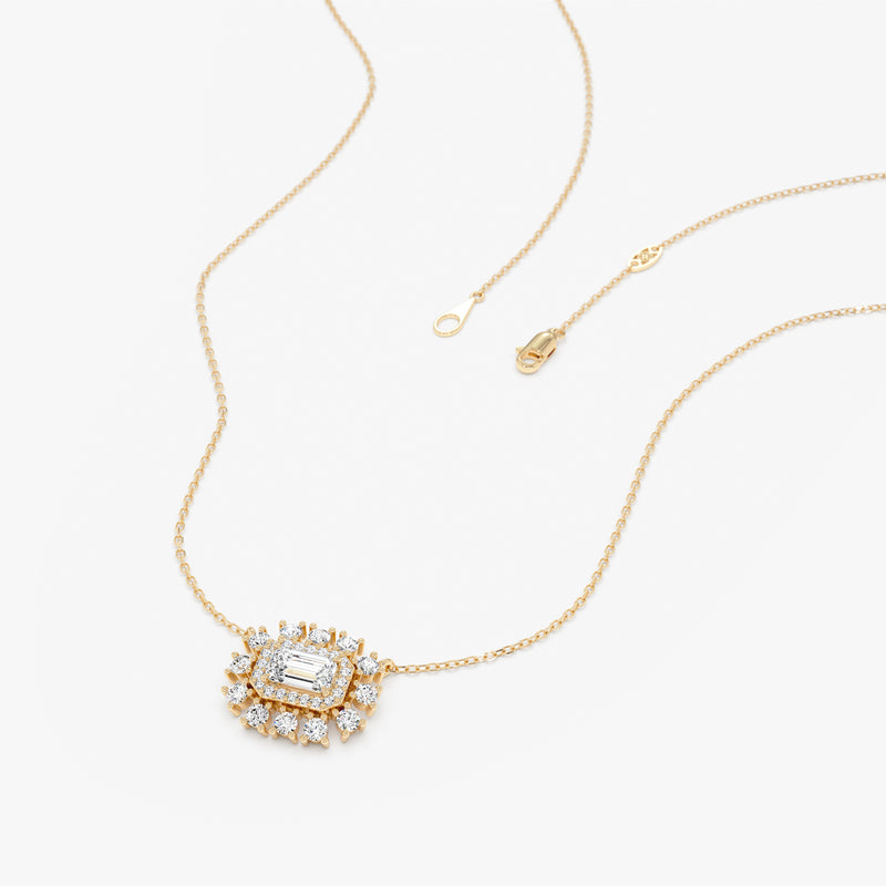 Lab Grown Emerald Cut Diamond Pendant, Isaniel