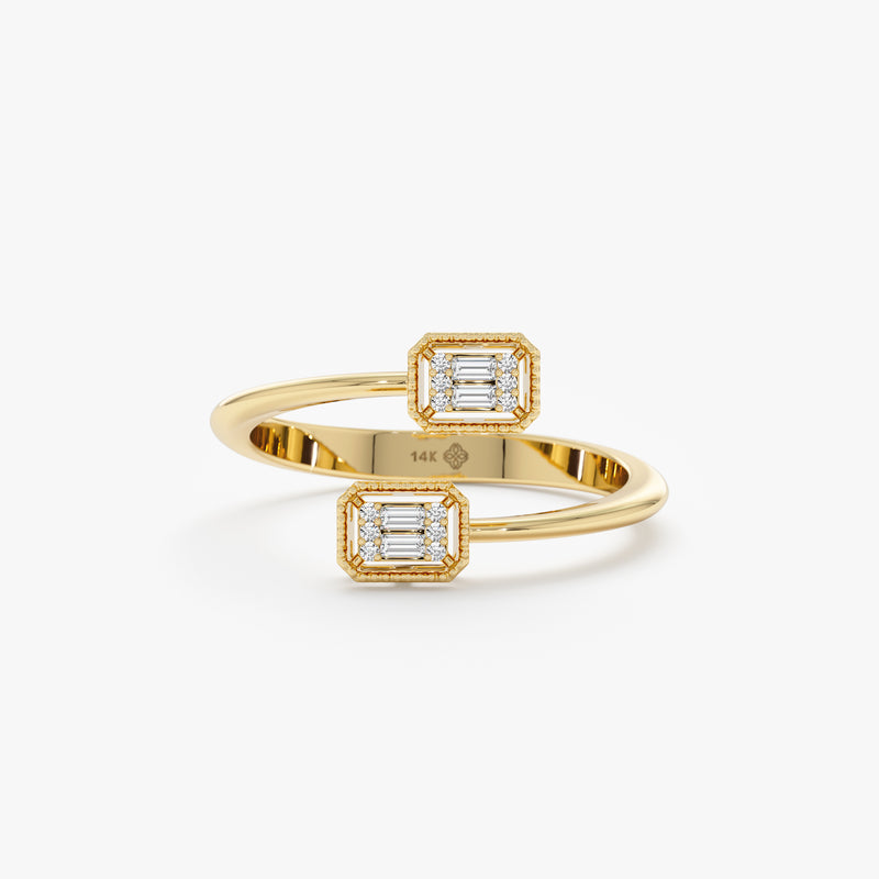 Diamond Baguette Wrap-Around Ring, Unique
