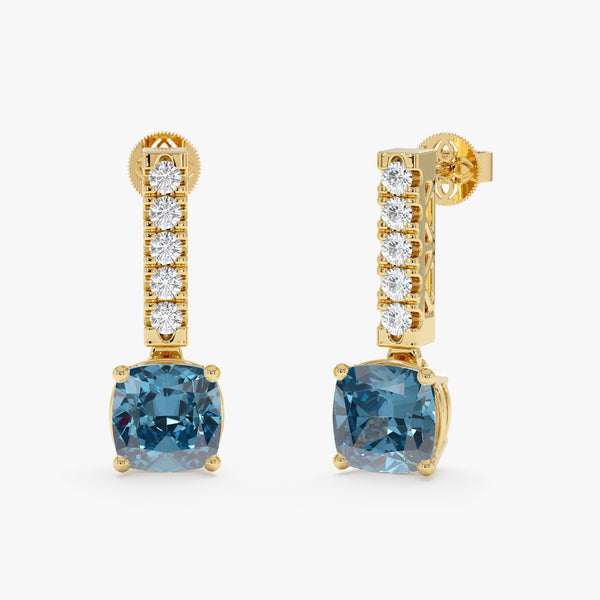 Blue Topaz & Diamond Accent Drop Earrings, Ines
