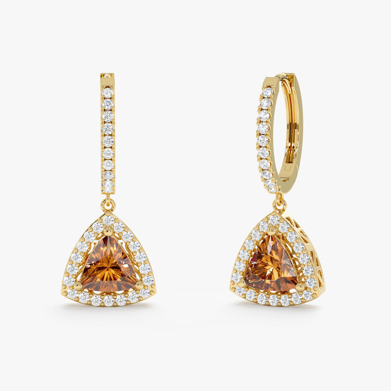 Trilliant Cut Citrine Huggie, Ziva
