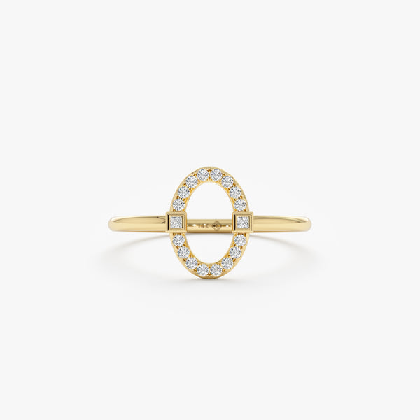 Oval Diamond Frame Ring, Laken