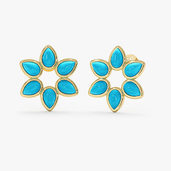 Turquoise Flower Stud Earrings, Ilithyia