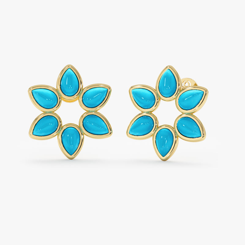 Turquoise Flower Stud Earrings, Ilithyia