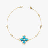 Turquoise Flower Bracelet, Lab Grown Diamond, Eirlys