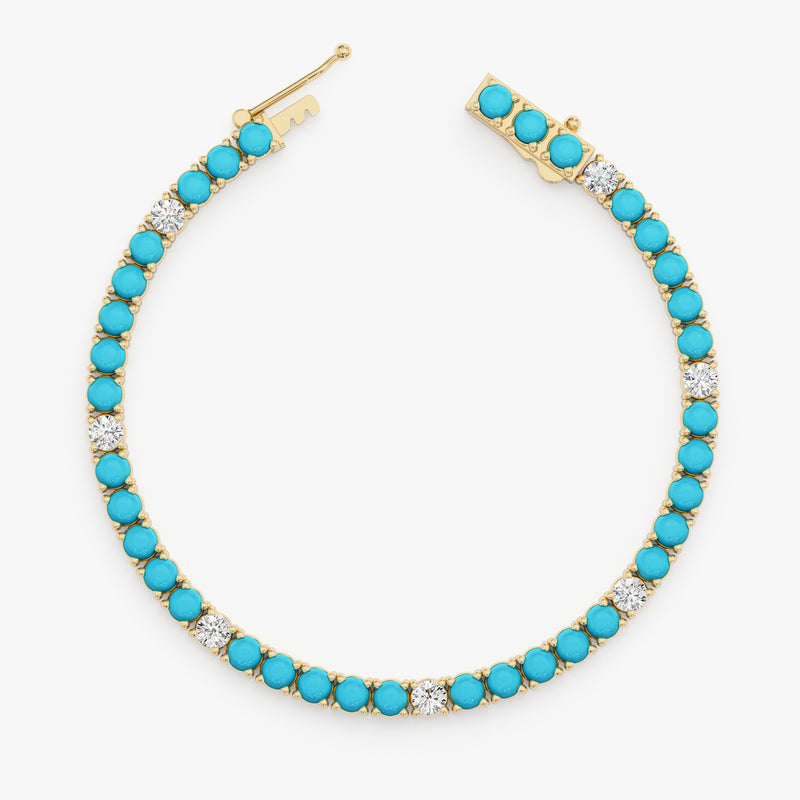Turquoise and Lab Diamond Tennis Bracelet, Yelaina