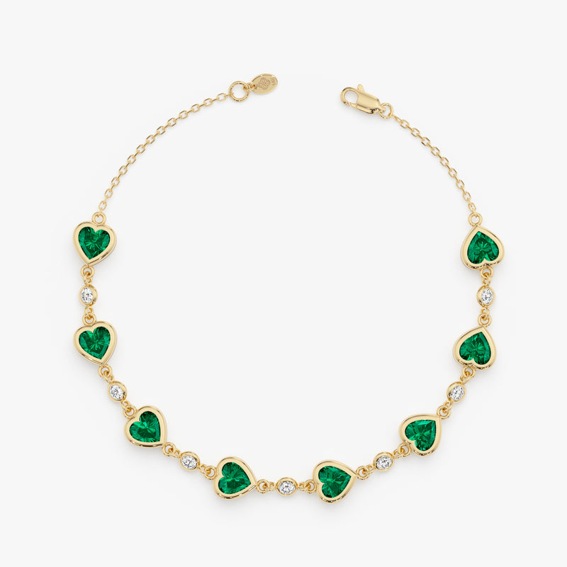 Heart Cut Lab Grown Emerald Bracelet, Thessira