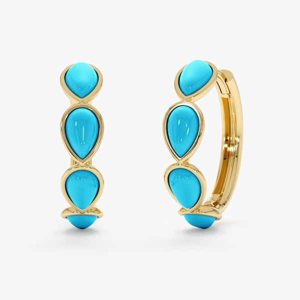 Turquoise Teardrop Huggie Earrings, Aveline