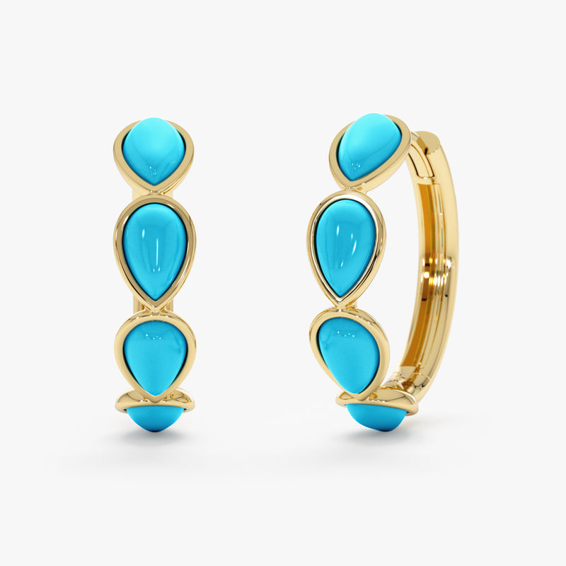 Turquoise Teardrop Huggie Earrings, Aveline