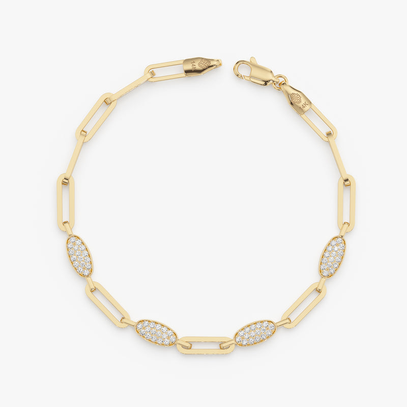 Pave Oval Shape Station Bracelet, Nimira