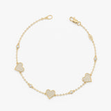 Pave Diamond Station Heart Bracelet, Anara