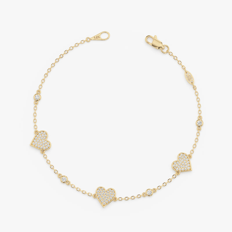 Pave Diamond Station Heart Bracelet, Anara