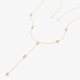 Solid Gold Beaded Lariat Necklace, Lyla