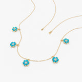 Turquoise Flower Station Necklace, Velisse