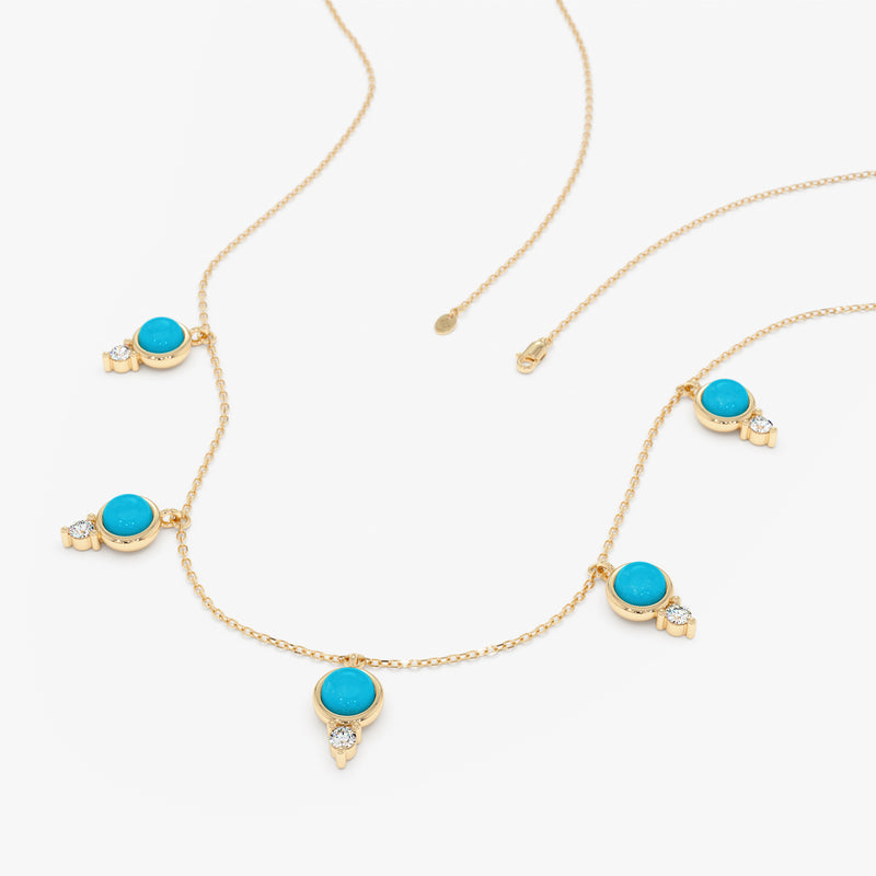Turquoise and Lab Grown Diamond Drop Necklace, Isantha