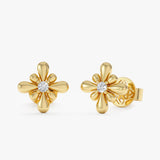 Diamond Floral Stud Earrings, Ophezira