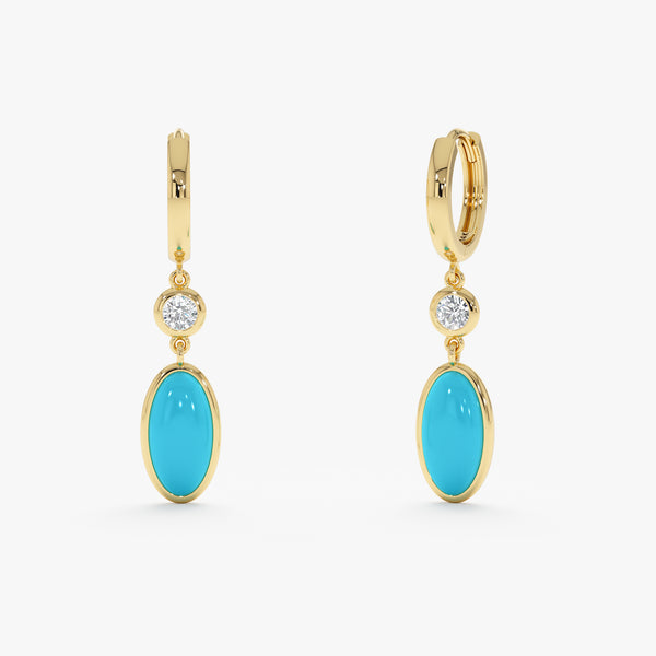 Elongated Oval Turquoise Drop Earrings, Cyrene
