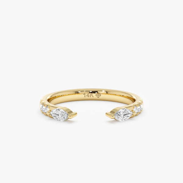 Lab Grown Marquise Diamond Cuff Ring, Isenora