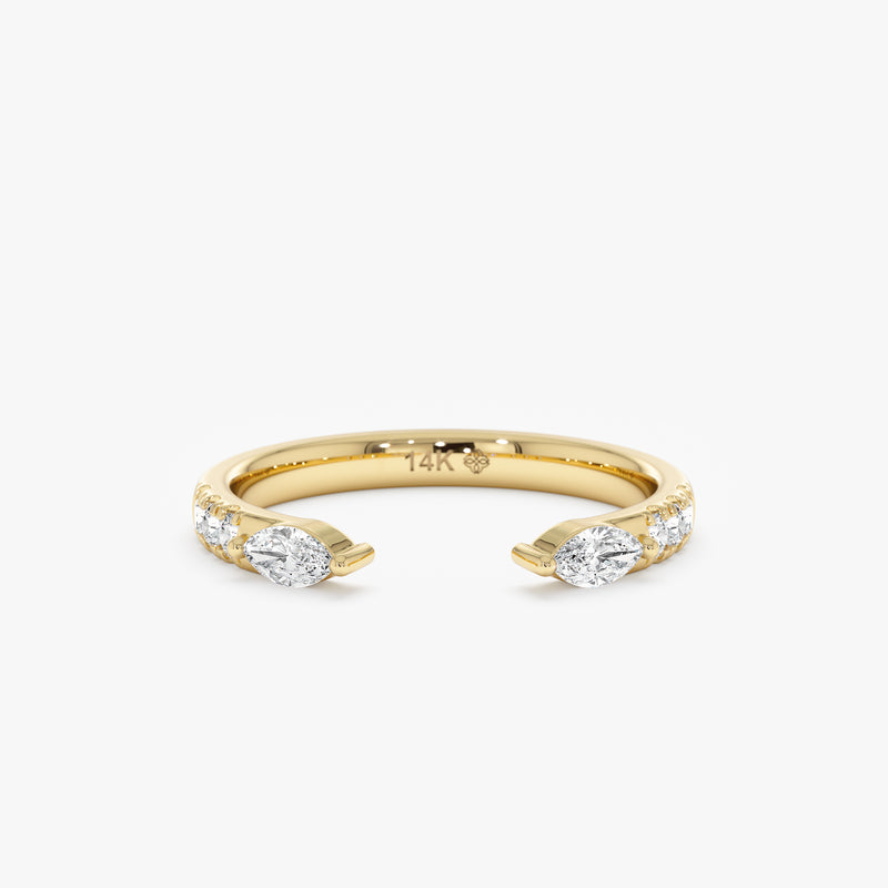 Lab Grown Marquise Diamond Cuff Ring, Isenora