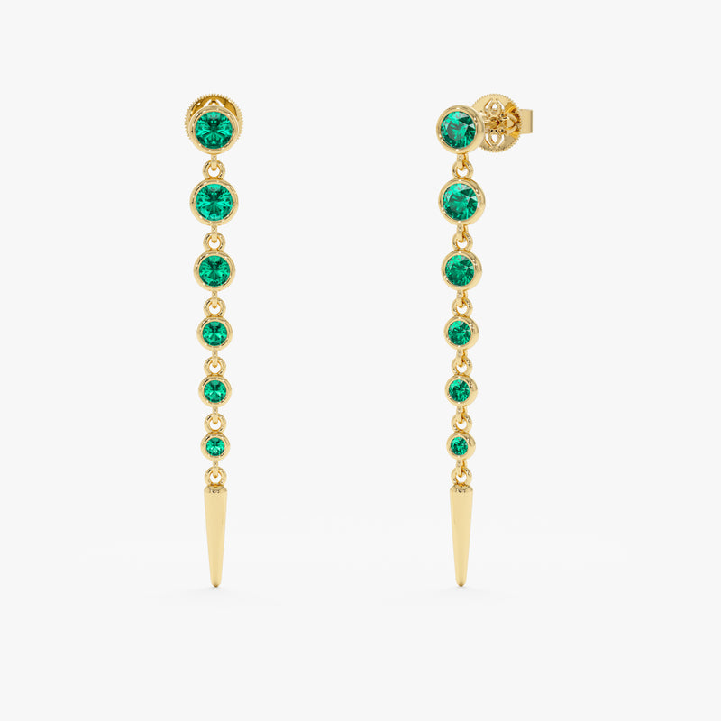 Graduated Emerald Dangle Earrings, Cerelia
