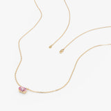 Dainty Stacking Necklace with Pink Gemstone