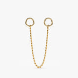 Hanging cuban chain charm for huggies in solid 14k gold 