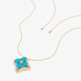 Turquoise & Lab Grown Diamond Clover Necklace, Elowith