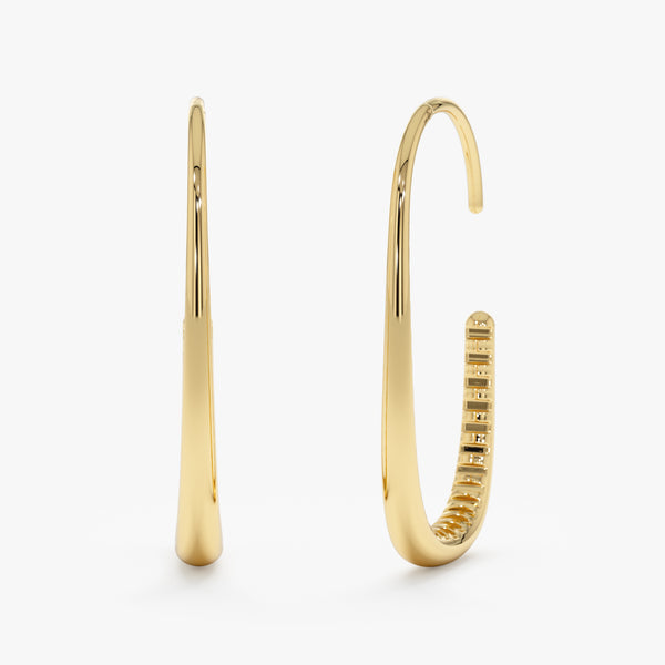 Thin Gold Tapered Drop Earrings In Yellow Gold