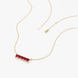 Solid Gold Ruby Bar Necklace, Lyriavelle