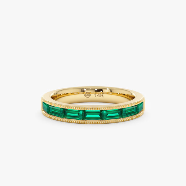 Channel Set Baguette Emerald Ring, Amoret