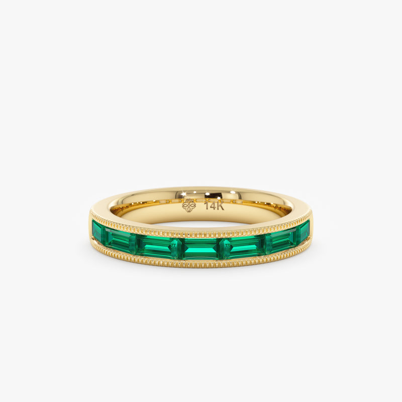 Channel Set Baguette Emerald Ring, Amoret