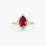 Pear Shape Garnet with Diamond Halo Ring, Orelina