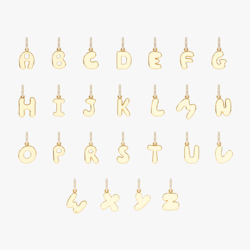 Bubble Letter Initial Charm, Madelyn