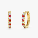 Alternating Diamond and Ruby Hoop Earrings, Thessanora