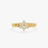 Diamond Star of David Cuban Chain Ring, Lioraeth