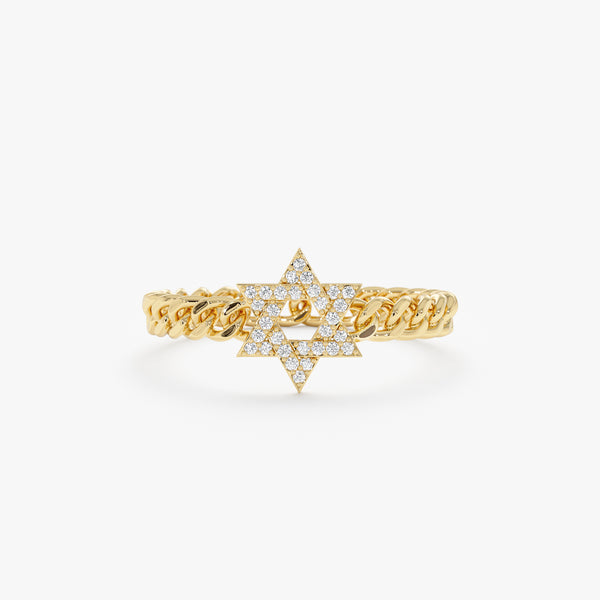 Diamond Star of David Cuban Chain Ring, Lioraeth