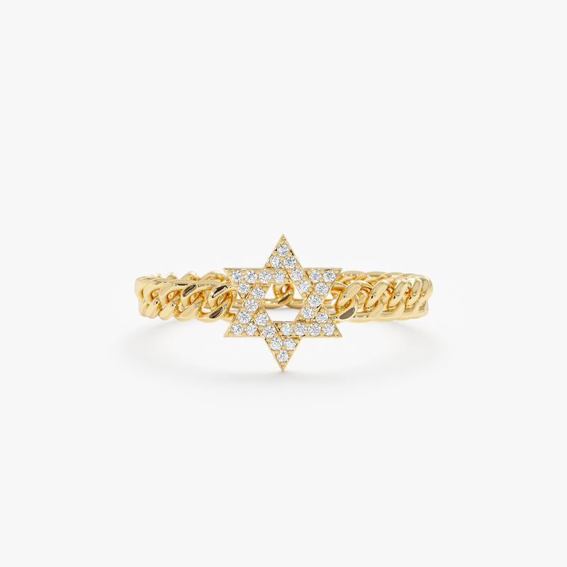 Diamond Star of David Cuban Chain Ring, Lioraeth