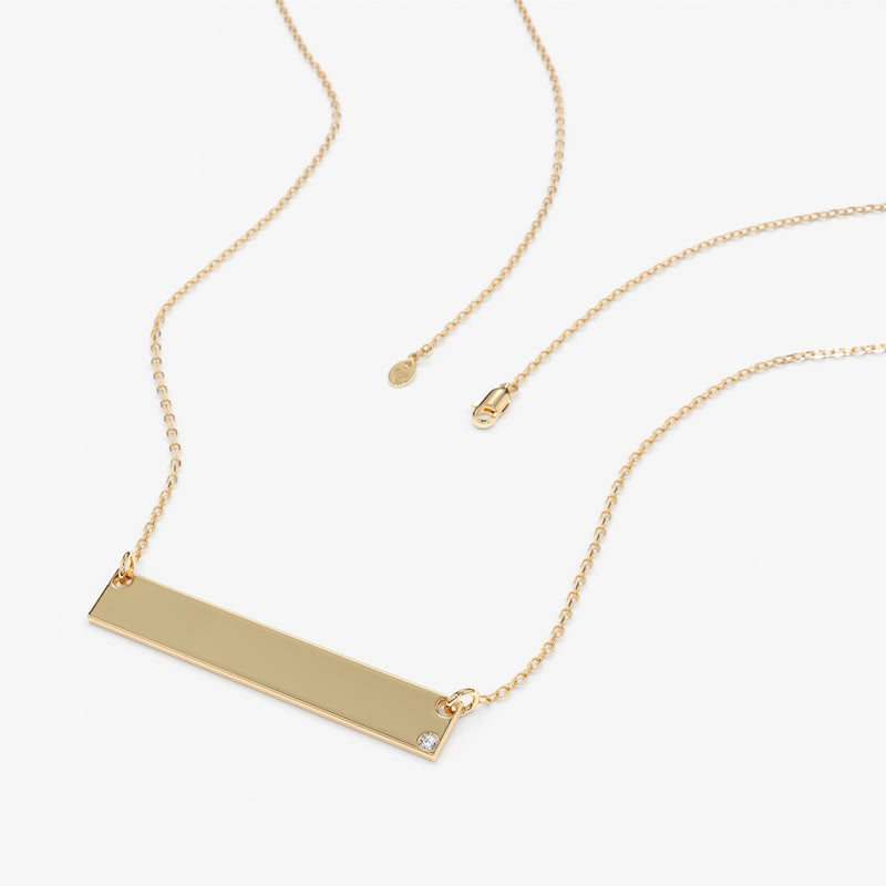 Gold & Diamond Bar Necklace, Blanca